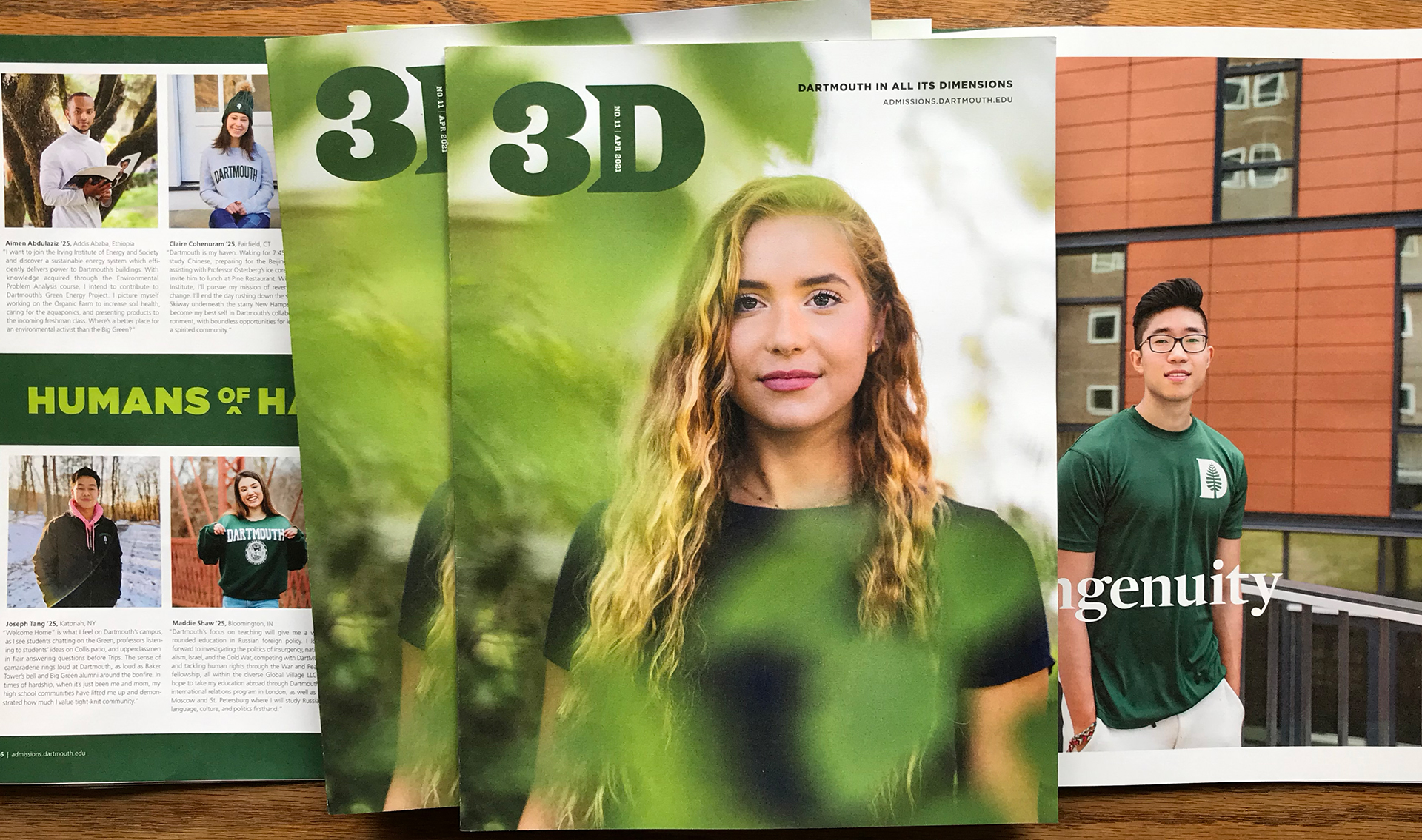 A photo of 3D Magazine, April 2021, cover and two inside pages