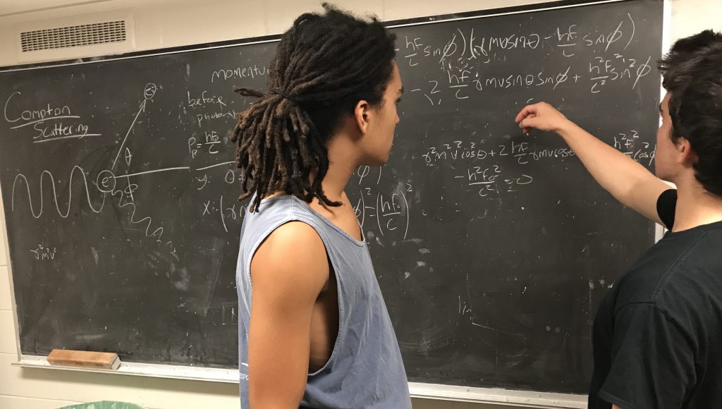 Blackboard with physics problems