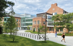 A photo of the new buildings on Dartmouth's West End which serve as a hub for engineering, technology, and innovation.