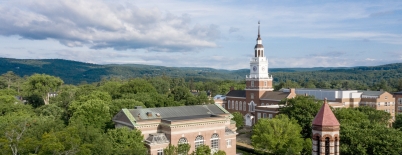 A photo of Baker Library looking west