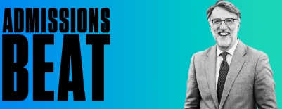 An image of artwork from the podcast Admisisons Beat, including the text and a photo of Dean Lee Coffin