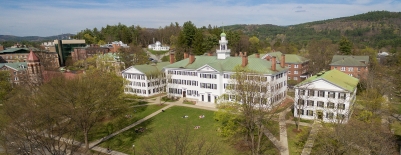 Photo of Dartmouth Hall taken from a drone