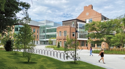 A photo of the new buildings on Dartmouth's West End which serve as a hub for engineering, technology, and innovation.