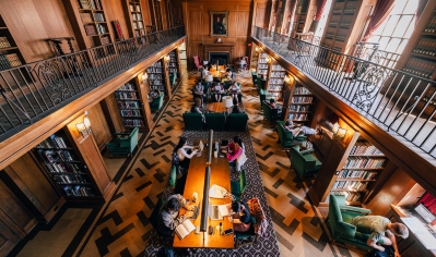 A photo of students working in the Tower Room of Baker-Berry Library