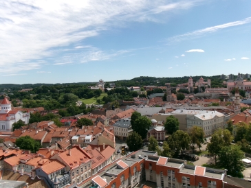 View of Old Town in Vilnius, Lithuania taken from a bell tower 