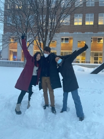 Kate, Julie, and Luka in the snow