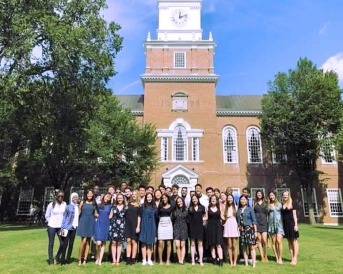 Matriculation Photo in front of Baker-Berry