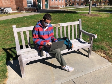 A picture of me studying outside.