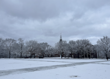 Baker Library on a snowy day