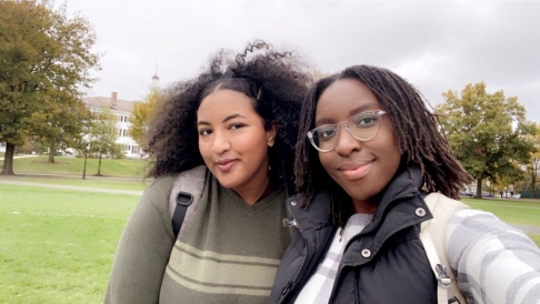 A selfie of my Brown University friend and I on the Green. 