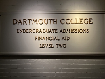 The Dartmouth Admissions Office sign