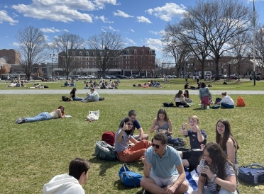 people on the Dartmouth Green