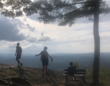 Gabriel and his friends at a lookout on Wright's Mountain, VT