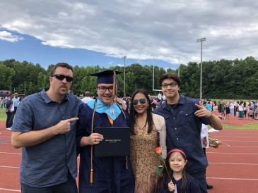 Gabriel Gilbert and family at graduation