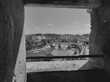 View through the window of Roman palace