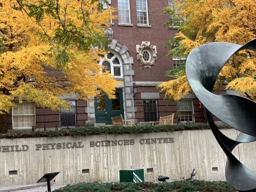 Fall colors in front of the physics building