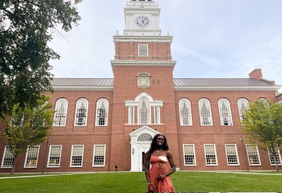 Me standing in front of Baker Library 