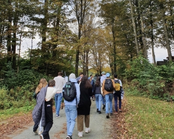 a group of people walking