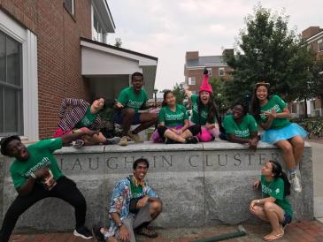 Your favorite LLC Undergraduate Advisors welcoming incoming first-year students on move-in day. Can you spot me? Hint: look for the flamingo hat