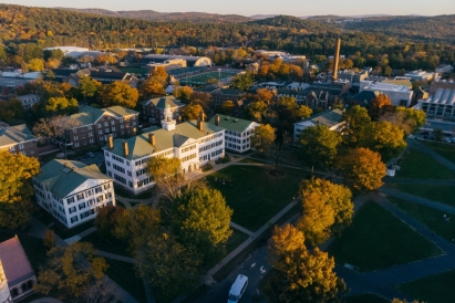Aerial View of Dartmouth Hall in the Fall