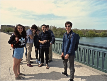 eight students on bridge