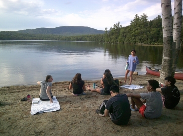 My First Year-Trip group sitting by the lake.