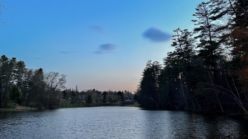 Blue-ish sunset at Occom Pond