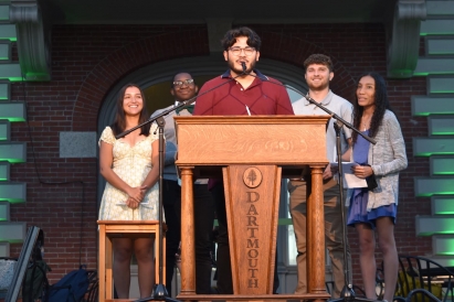 The '24 senators reading a speech to the class of 2024 during the Twilight Ceremony