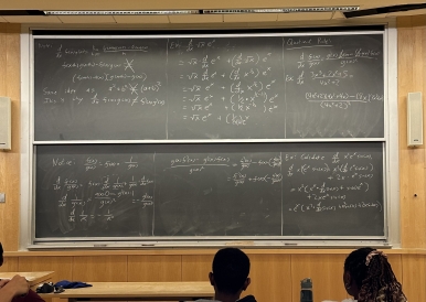 The blackboard of calculus problems during my Math 3 class.