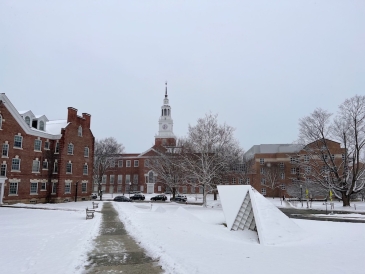 A picture of Baker Berry in the snow.