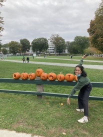 Julie with the Dartmouth pumpkins