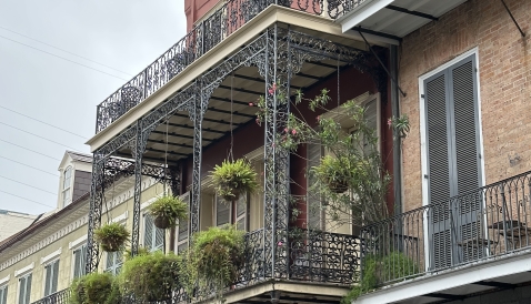Balcony of buildings in the French Quarter of New Orleans, Louisiana