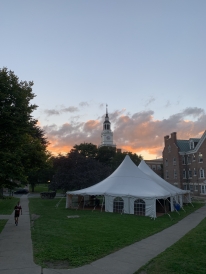 Spire of Baker Berry Library at Night