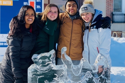 Ice sculpture with friends