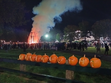 Dartmouth Pumpkins with Bonfire Background