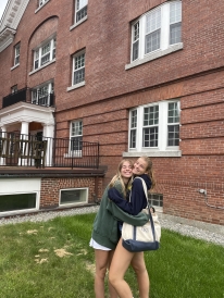 Sisters in front of Baker Berry