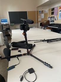 Camera set up on a tripod