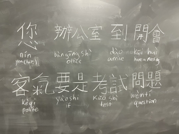 Picture of a chalkboard covered in traditional chinese characters with english translations