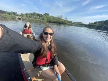 a selfie of Kalina in a canoe