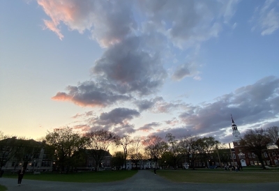 A beautiful sunset on the green