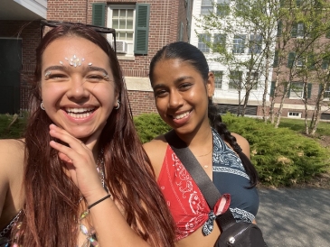 An image of two Dartmouth students smiling