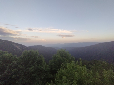 a picture of a faint mountain sunset