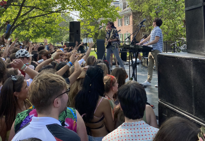 Student at a Green Key block party