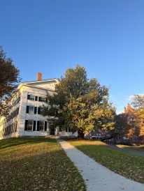 Dartmouth campus building during golden hour