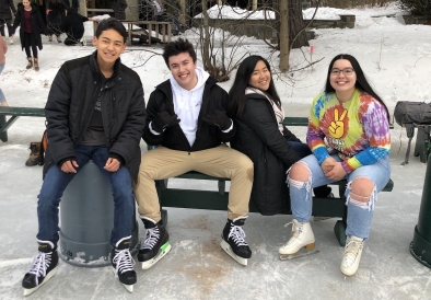 Gabe with friends at Occom Pond