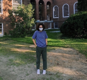 Me standing near Sanborn Library.