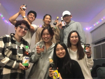 A group picture of TSA with the ingredients we used to cook food.