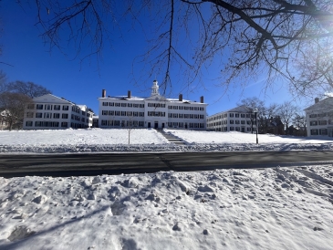 Dartmouth Hall, Thornton Hall, and Reed Hall (Dartmouth academic buildings) in the snow