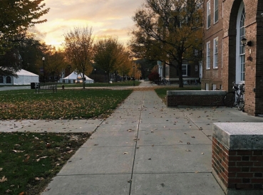 A picture of a sunset on campus during 20F.