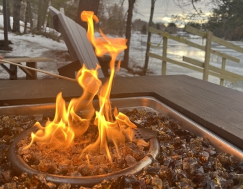 Roasting marshmallows over a fire pit